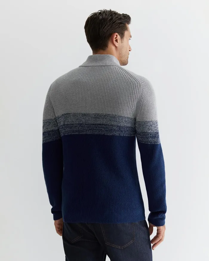 Sportscraft Civic Quarter Zip Ball Point Blue Men Knitwear