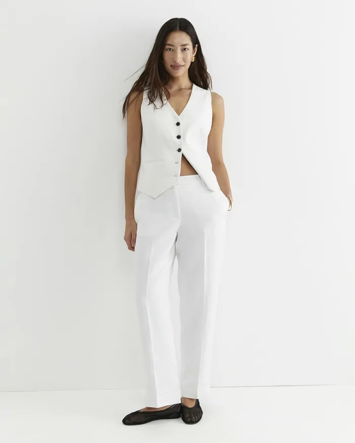 Sportscraft Freya Straight Linen Pant White Women Pants