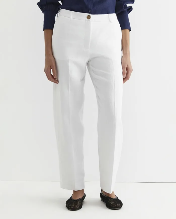 Sportscraft Freya Straight Linen Pant White Women Pants