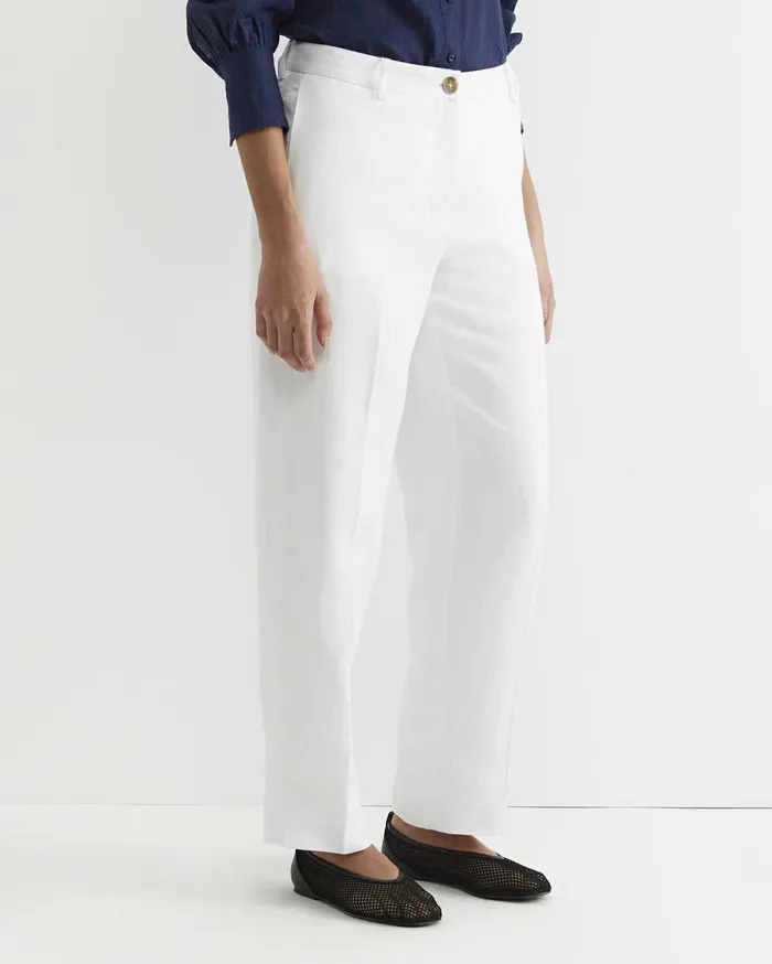 Sportscraft Freya Straight Linen Pant White Women Pants