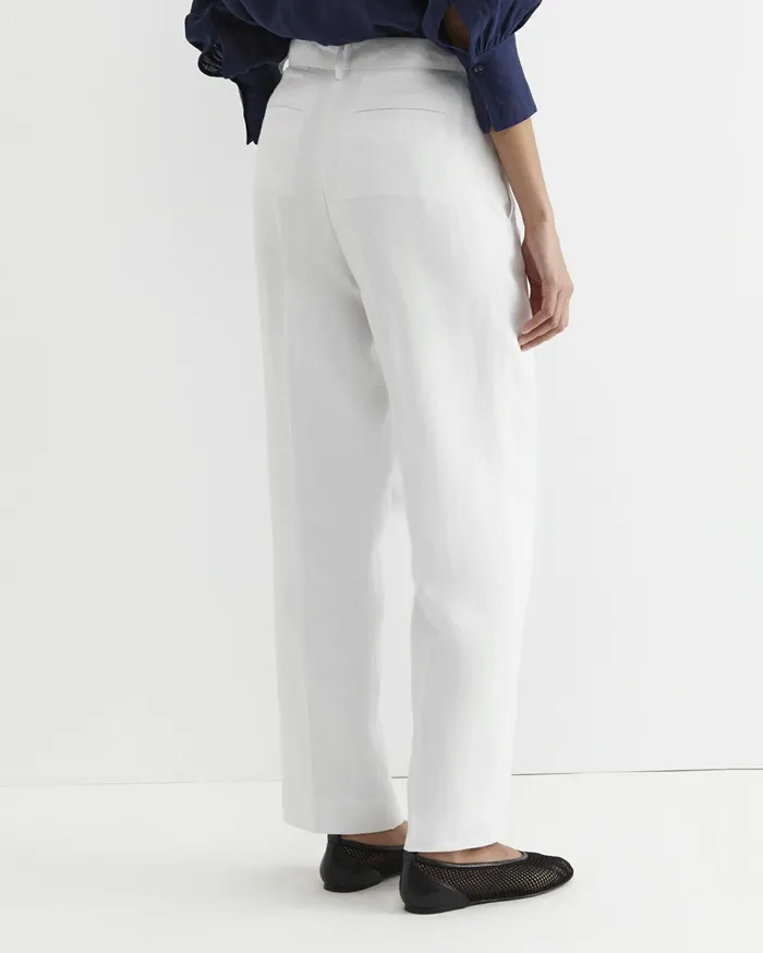 Sportscraft Freya Straight Linen Pant White Women Pants