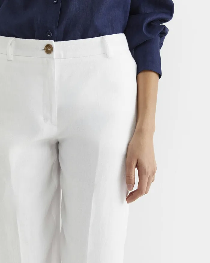 Sportscraft Freya Straight Linen Pant White Women Pants