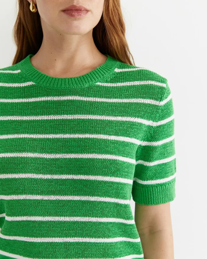 Sportscraft Josie Tape Yarn Crew Knit Green Multi Women Knits and Cardigans