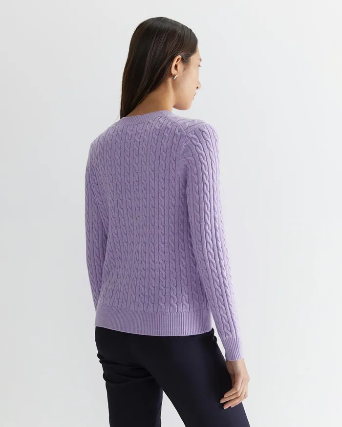 Sportscraft Merino Wool Baby Cable Sweater Lavender Women Knits and Cardigans