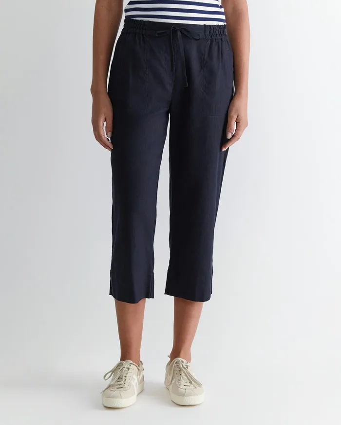 Sportscraft Rosa Crop Linen Pant Classic Navy Women Pants