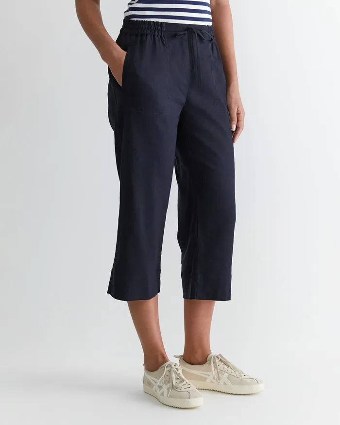 Sportscraft Rosa Crop Linen Pant Classic Navy Women Pants