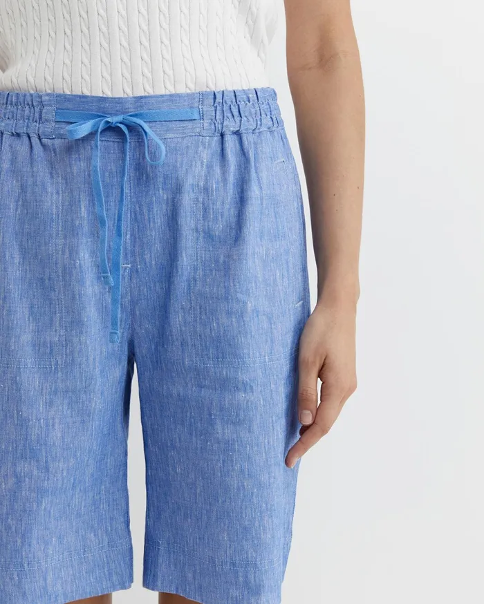 Sportscraft Rosa Linen Short Cerulean Women Shorts