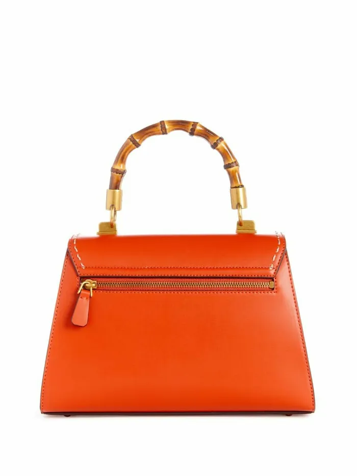 Stephi Bamboo Handle Mini Satchel Orange Handbags GUESS Women Stephi Bamboo Handle Mini Satchel Orange Handbags GUESS Women