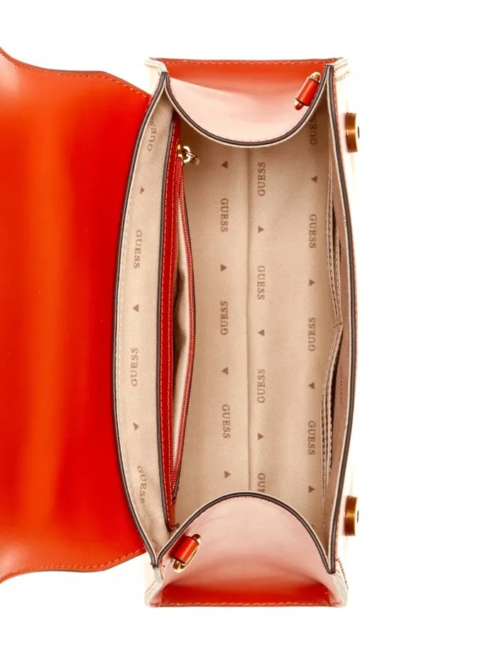 Stephi Bamboo Handle Mini Satchel Orange Handbags GUESS Women Stephi Bamboo Handle Mini Satchel Orange Handbags GUESS Women