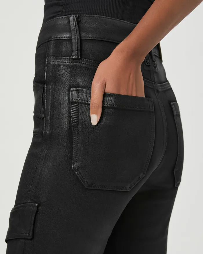 Straight Women PAIGE Stella Cargo Straight Jean 8211 Black Fog Luxe Coating Straight Women PAIGE Stella Cargo Straight Jean 8211 Black Fog Luxe Coating