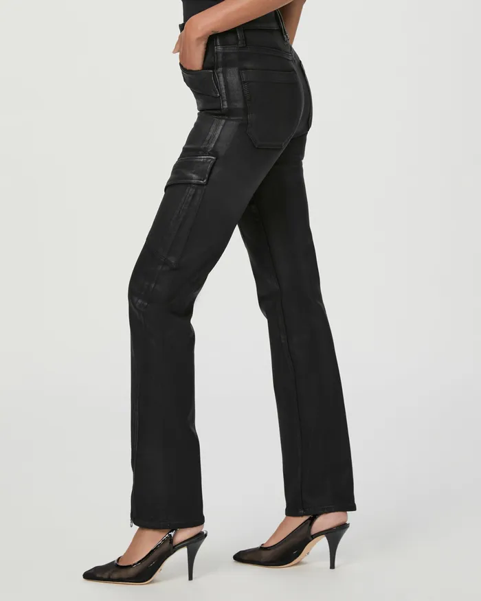 Straight Women PAIGE Stella Cargo Straight Jean 8211 Black Fog Luxe Coating Straight Women PAIGE Stella Cargo Straight Jean 8211 Black Fog Luxe Coating