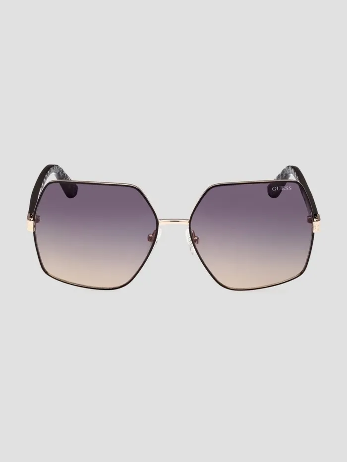 Sunglasses GUESS Women Aurora Oversized Trim Sunglasses 05b Black