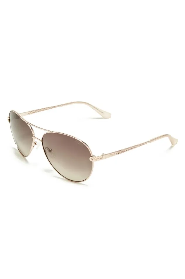 Sunglasses GUESS Women Catherine Rhinestone Aviator Sunglasses Rose Gold