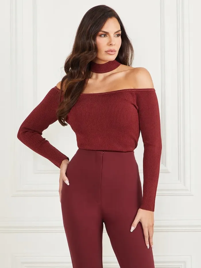 Sweaters and Knits Gabriela Sweater Top Vino GUESS Women Sweaters and Knits Gabriela Sweater Top Vino GUESS Women