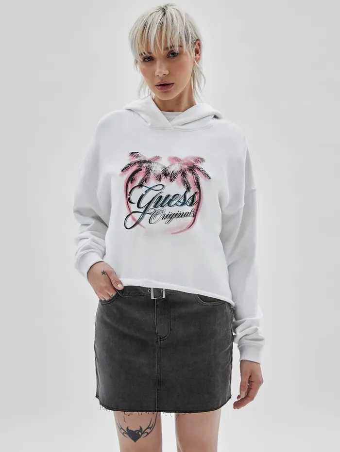 Sweaters and Knits GUESS Originals Eco Palm Hoodie Pure White GUESS Women