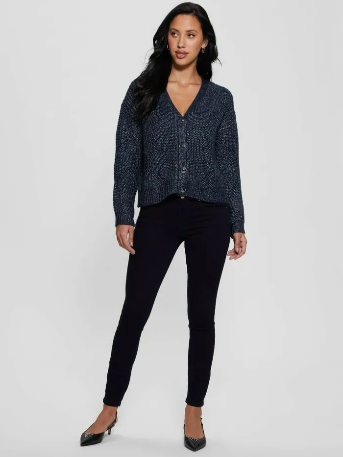 Sweaters and Knits GUESS Women Melanie Cardigan Sweater Blackened Blue Lurex