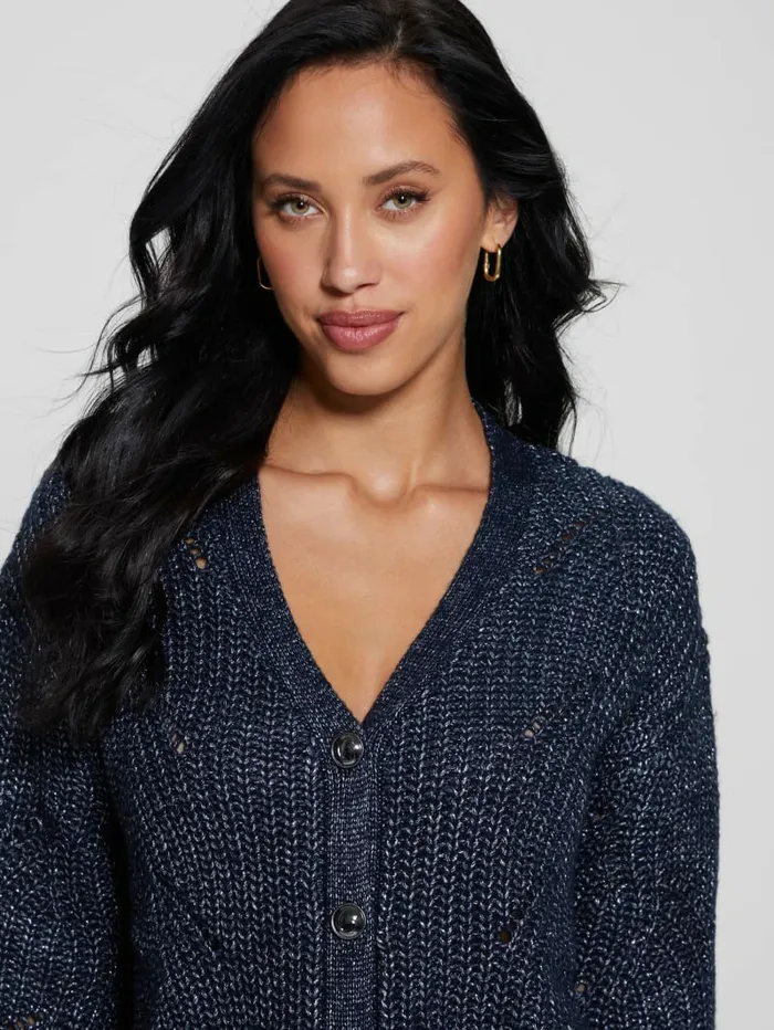 Sweaters and Knits GUESS Women Melanie Cardigan Sweater Blackened Blue Lurex