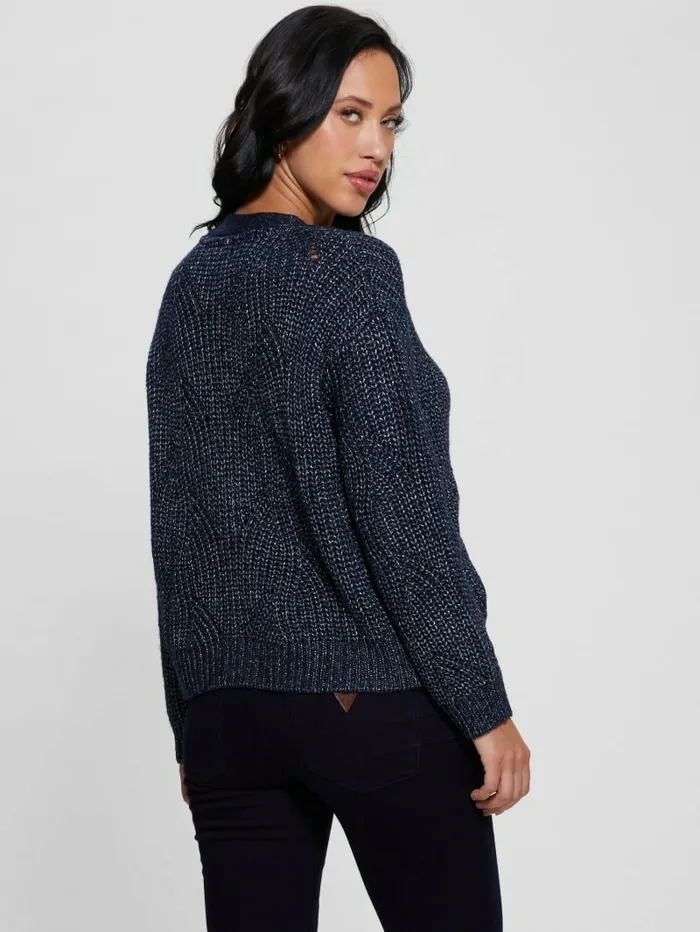 Sweaters and Knits GUESS Women Melanie Cardigan Sweater Blackened Blue Lurex