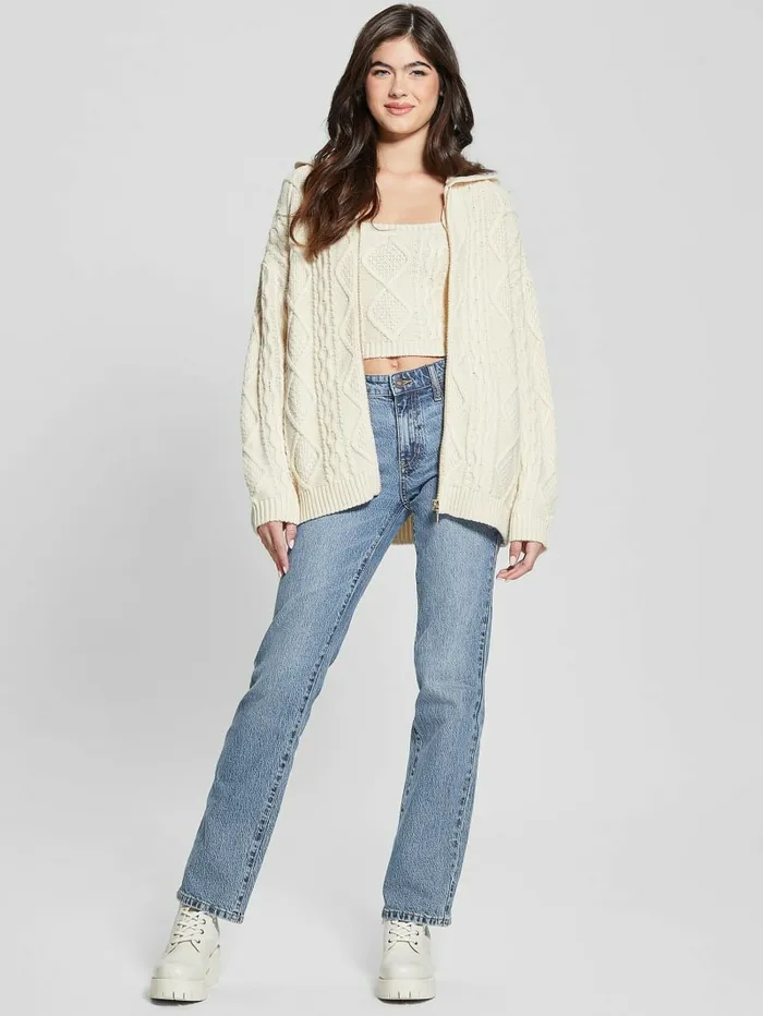 Sweaters and Knits Women Chiba FullZip Sweater Pearl Oyster GUESS Sweaters and Knits Women Chiba FullZip Sweater Pearl Oyster GUESS