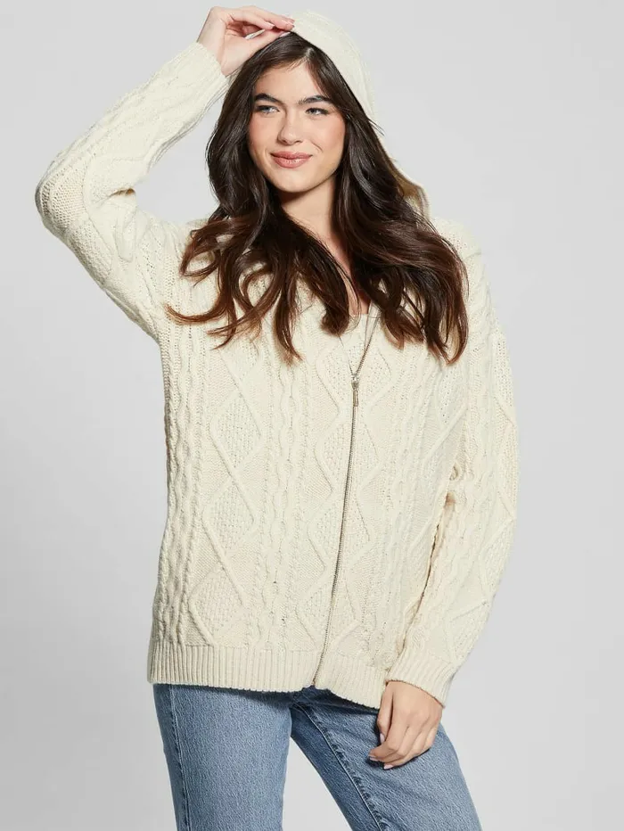 Sweaters and Knits Women Chiba FullZip Sweater Pearl Oyster GUESS Sweaters and Knits Women Chiba FullZip Sweater Pearl Oyster GUESS