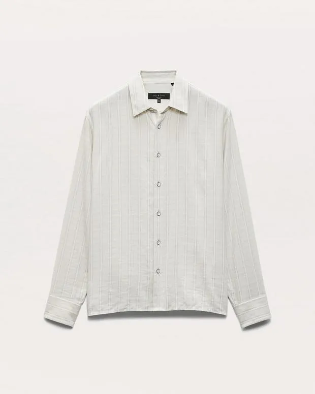Sweaters rag and bone Men Dalton Dobby Plaid Shirt BlackTaupe Grey