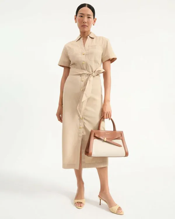 Tabby Midi Dress Stone Khaki Women Veronica Beard Dresses