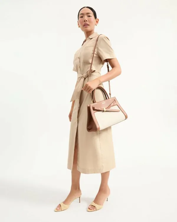 Tabby Midi Dress Stone Khaki Women Veronica Beard Dresses Tabby Midi Dress Stone Khaki Women Veronica Beard Dresses