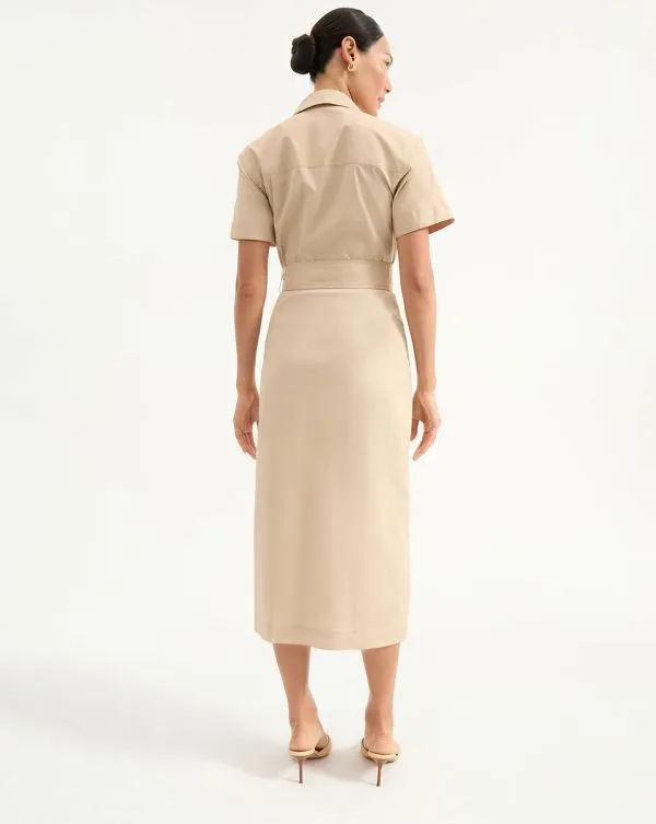 Tabby Midi Dress Stone Khaki Women Veronica Beard Dresses Tabby Midi Dress Stone Khaki Women Veronica Beard Dresses