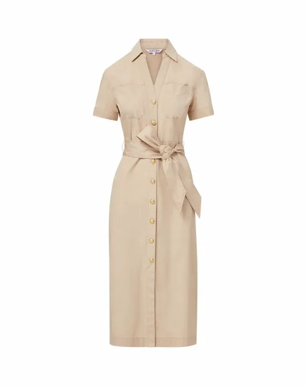 Tabby Midi Dress Stone Khaki Women Veronica Beard Dresses Tabby Midi Dress Stone Khaki Women Veronica Beard Dresses