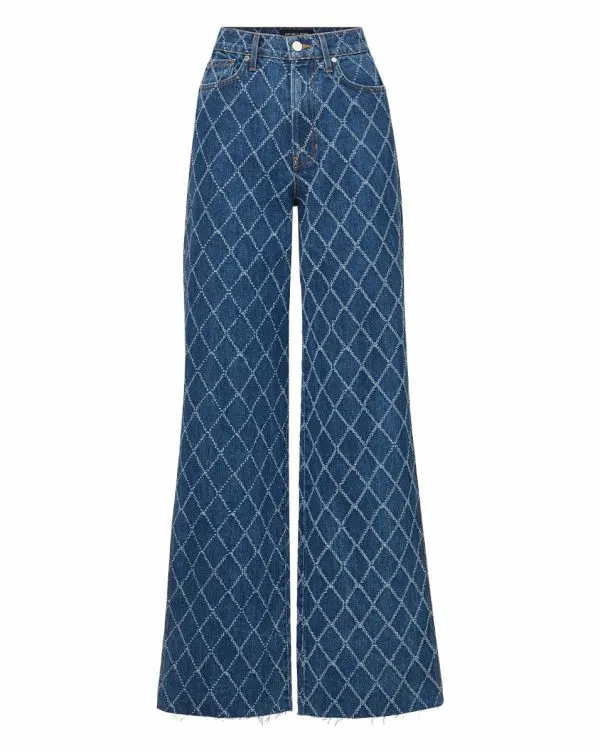Taylor Diamond Printed WideLeg Jean Blue Diamond Women Veronica Beard Jeans