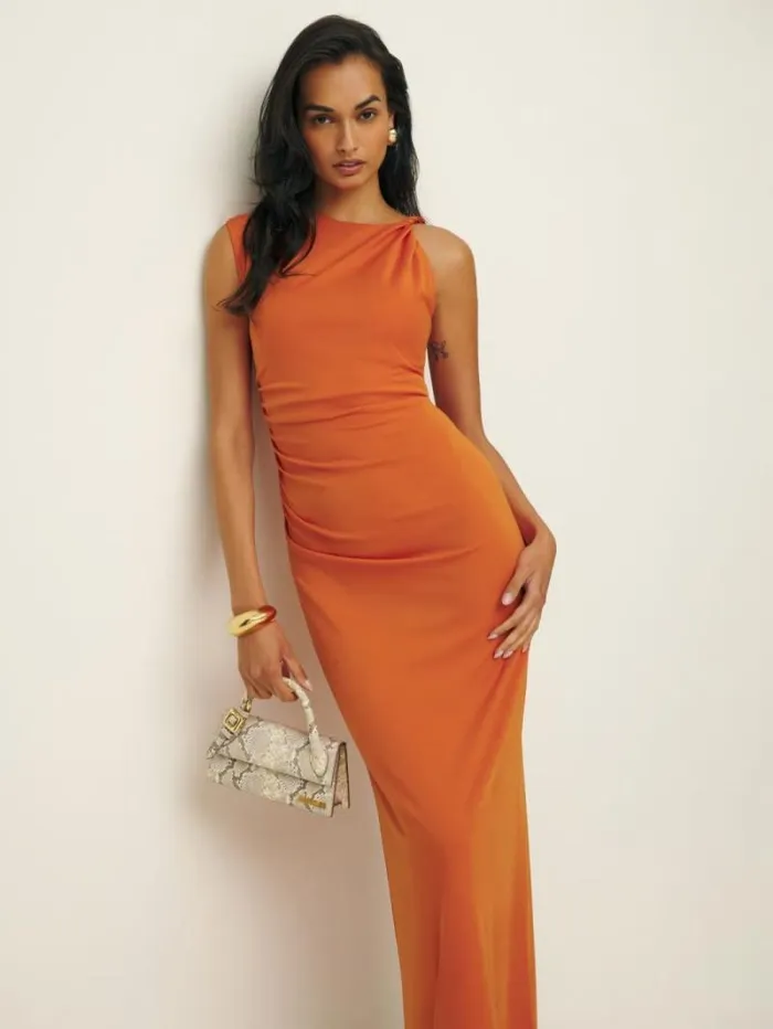 The Reformation Amara Knit Dress Orange Peel 8211 Clothing