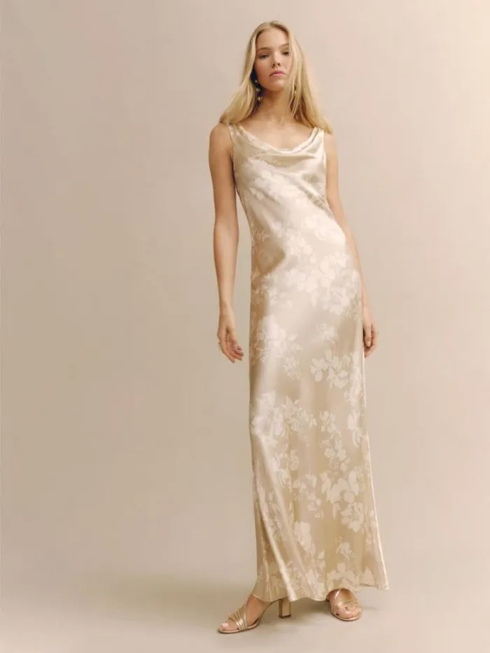 The Reformation Annabelle Silk Dress Sable 8211 Weddings