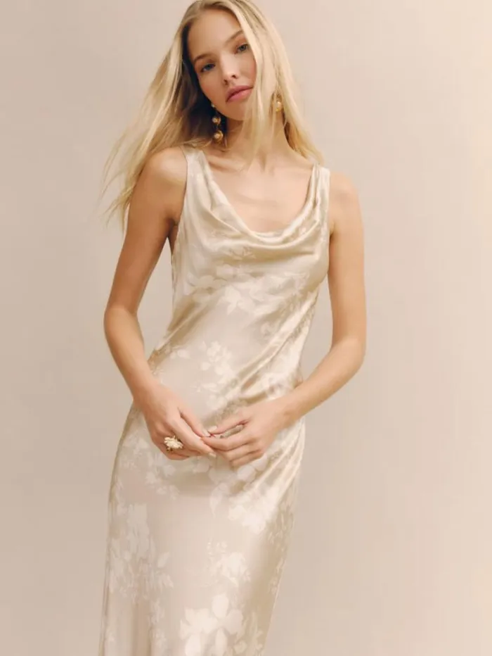 The Reformation Annabelle Silk Dress Sable 8211 Weddings