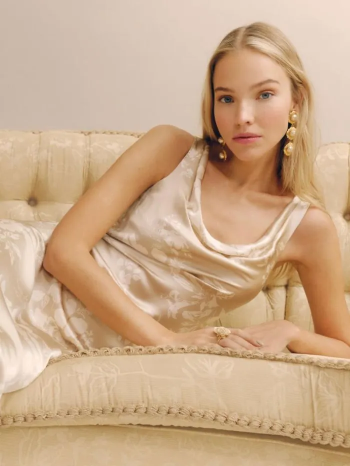 The Reformation Annabelle Silk Dress Sable 8211 Weddings