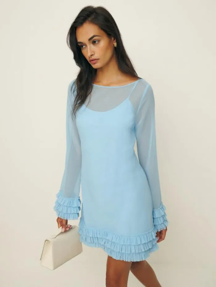 The Reformation Avalina Dress Light Blue 8211 Clothing
