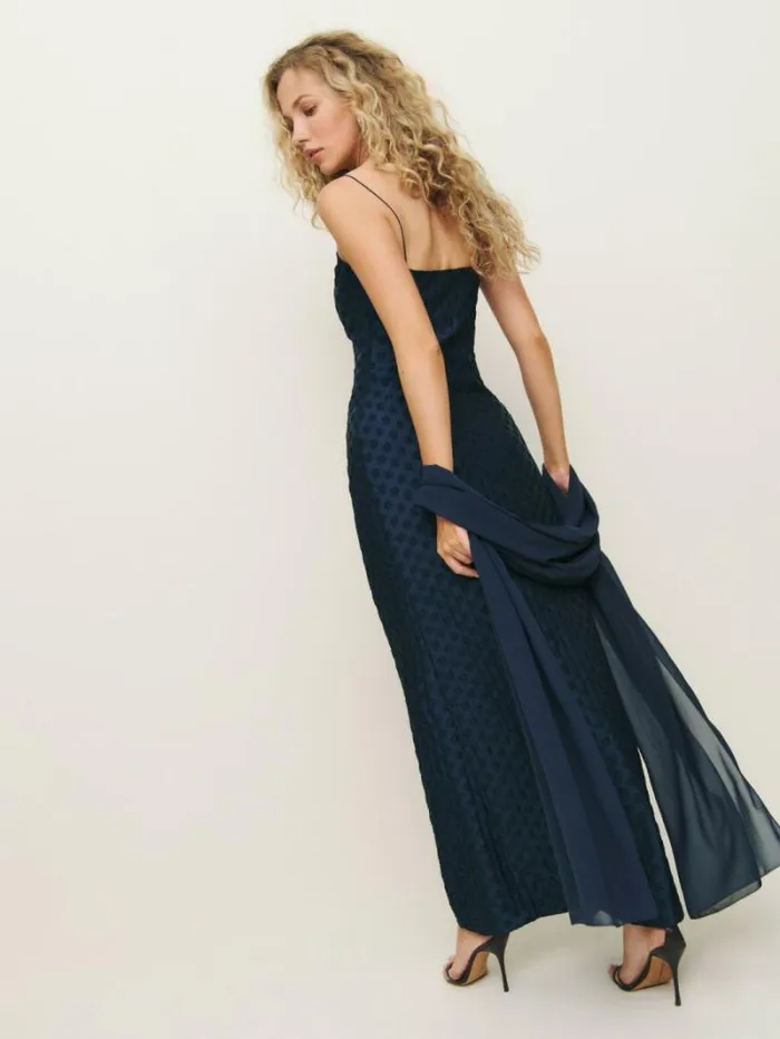 The Reformation Avena Dress Navy 8211 Weddings