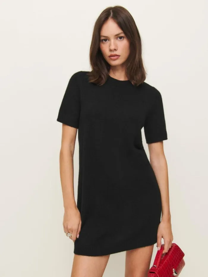 The Reformation Bell Cashmere Mini Dress Black 8211 Clothing