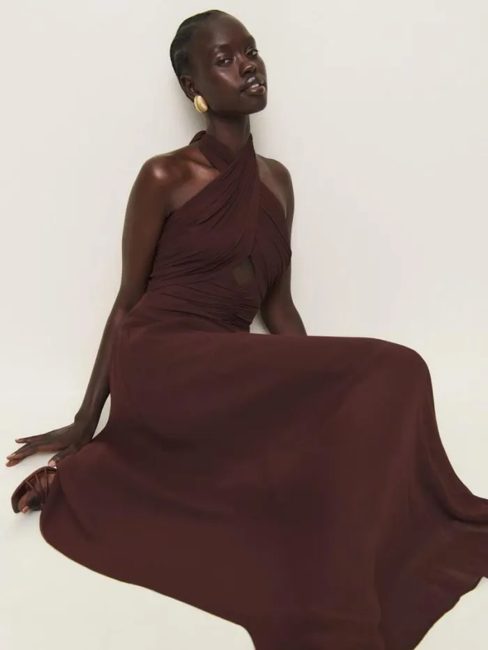 The Reformation Cari Dress Mahogany 8211 ClothingWeddings