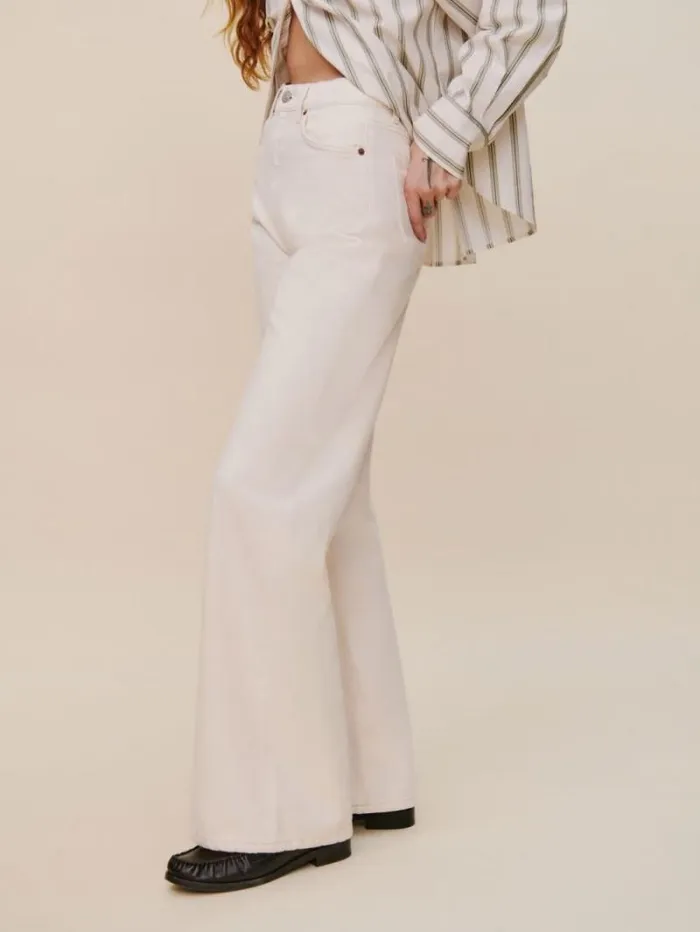 The Reformation Cary High Rise Slouchy Wide Leg Jeans Fior Di Latte 8211 Clothing