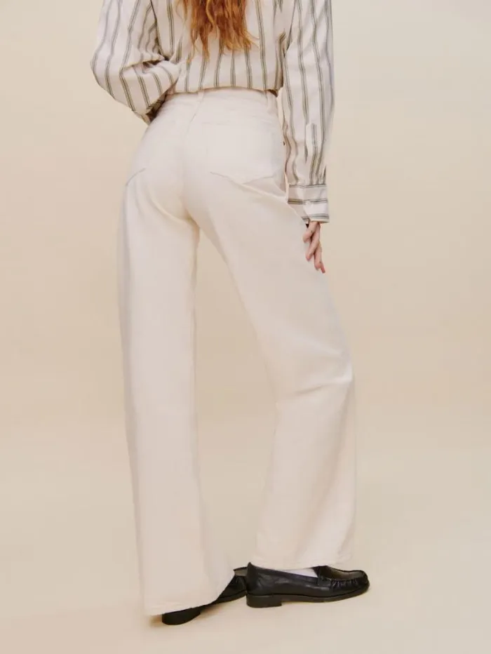 The Reformation Cary High Rise Slouchy Wide Leg Jeans Fior Di Latte 8211 Clothing