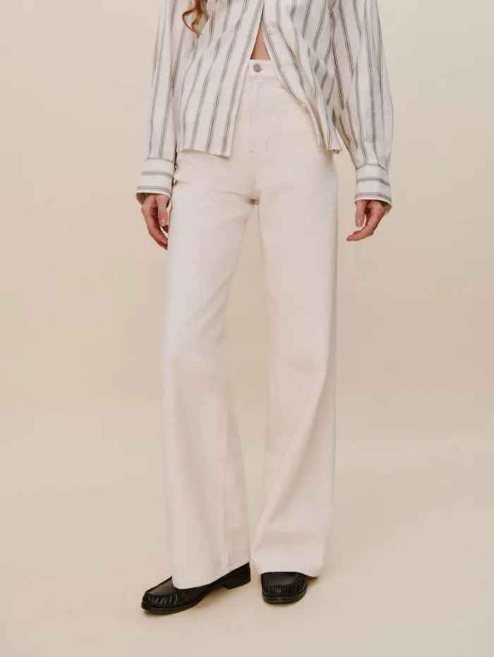 The Reformation Cary High Rise Slouchy Wide Leg Jeans Fior Di Latte 8211 Clothing