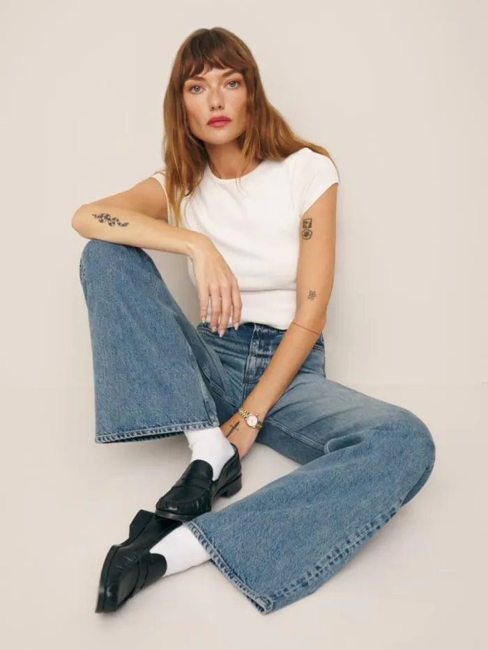 The Reformation Cary High Rise Slouchy Wide Leg Jeans Galway 8211 Clothing