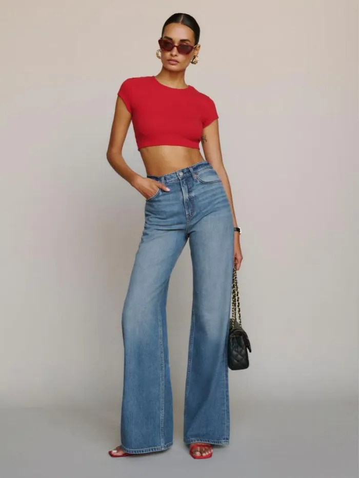 The Reformation Cary Livedin Wide Leg Jeans Sweetwater 8211 Clothing