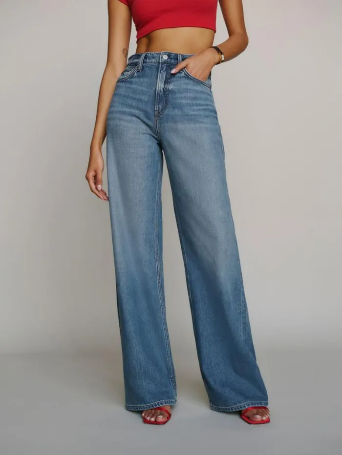 The Reformation Cary Livedin Wide Leg Jeans Sweetwater 8211 Clothing