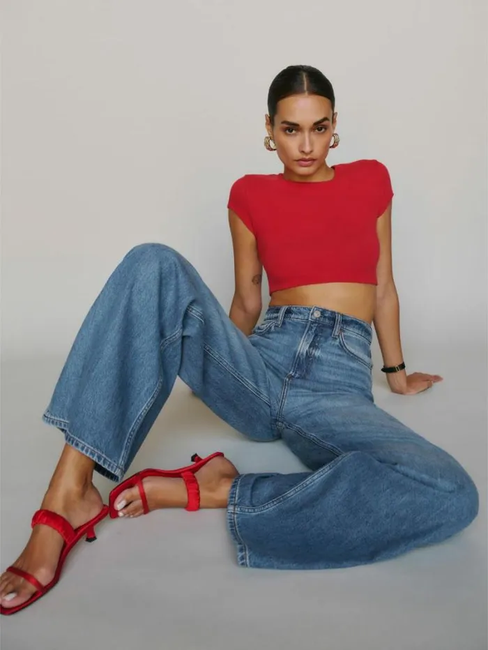 The Reformation Cary Livedin Wide Leg Jeans Sweetwater 8211 Clothing