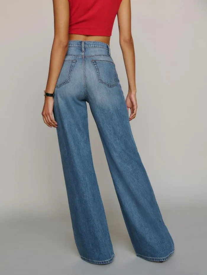The Reformation Cary Livedin Wide Leg Jeans Sweetwater 8211 Clothing