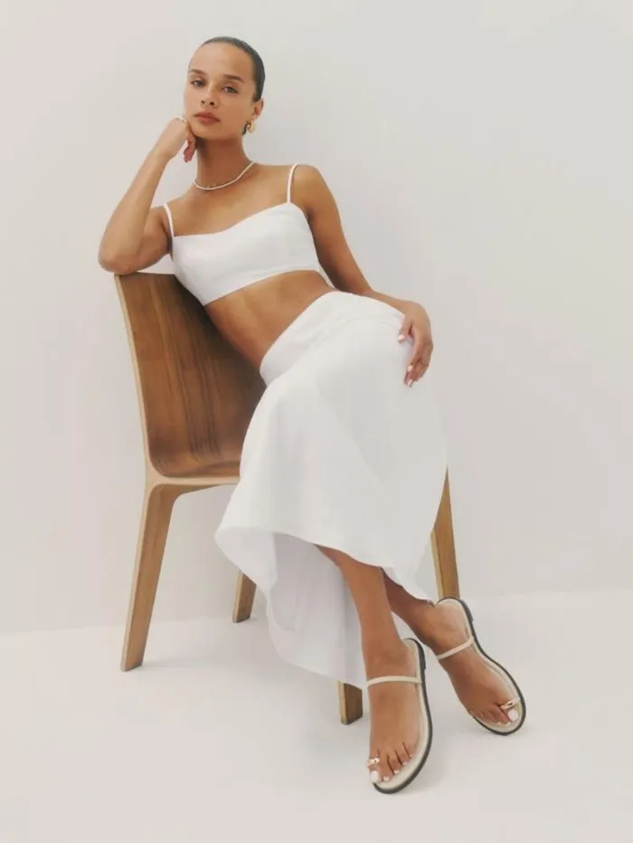 The Reformation Cassandra Flat Sandal Almond Leather 8211 Shoes