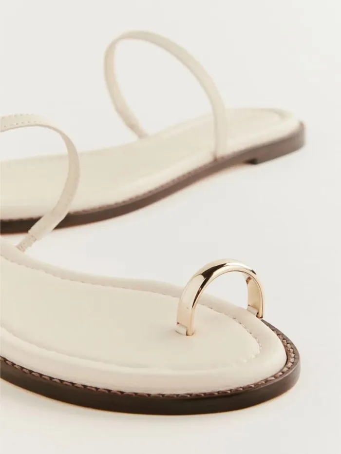The Reformation Cassandra Flat Sandal Almond Leather 8211 Shoes