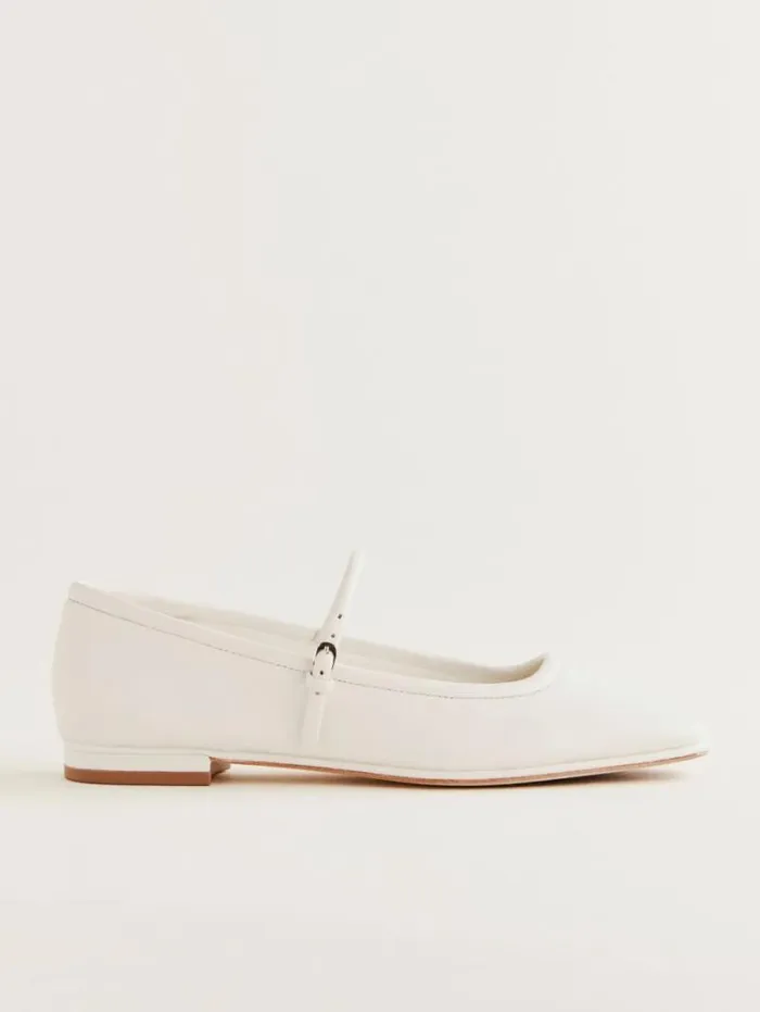 The Reformation Charlie Ballet Flat White Leather 8211 Shoes