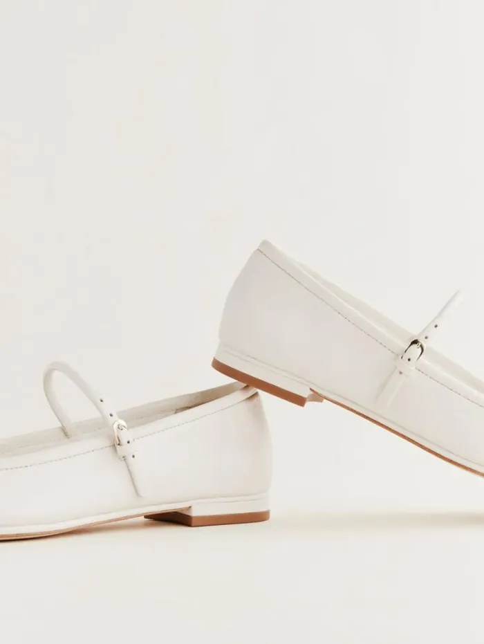 The Reformation Charlie Ballet Flat White Leather 8211 Shoes